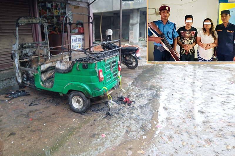 दाङमा टेम्पोमा आगो लगाउने २ जना पक्राउ